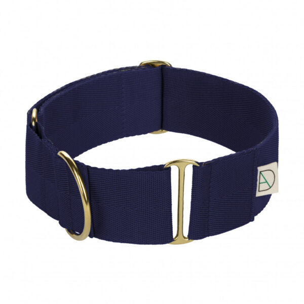 fawpawsfashion.co.uk | Luxury Handmade Extra Wide Dog Collar in Navy Blue